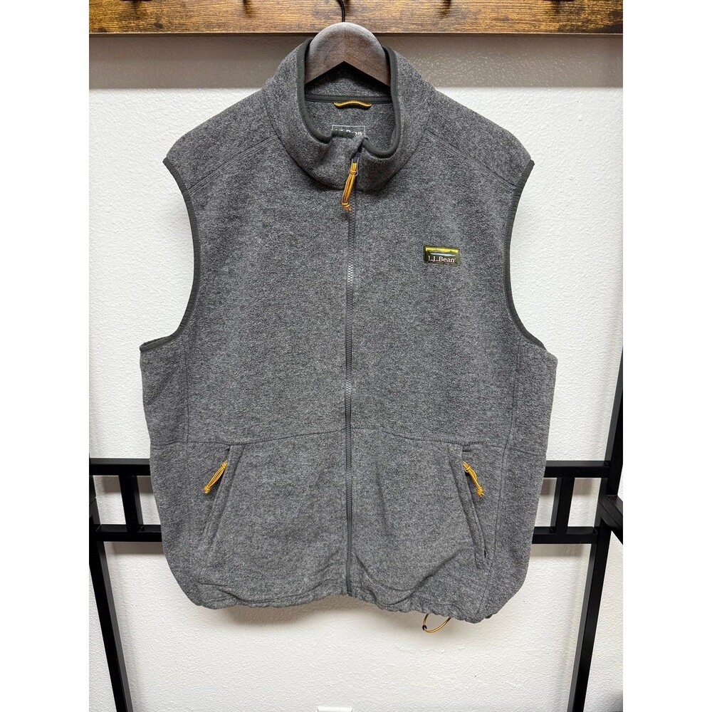 LL BEAN Vest Mens XXL Mountain Classic Fleece Full Zip Mock Neck Sleeveless Gray